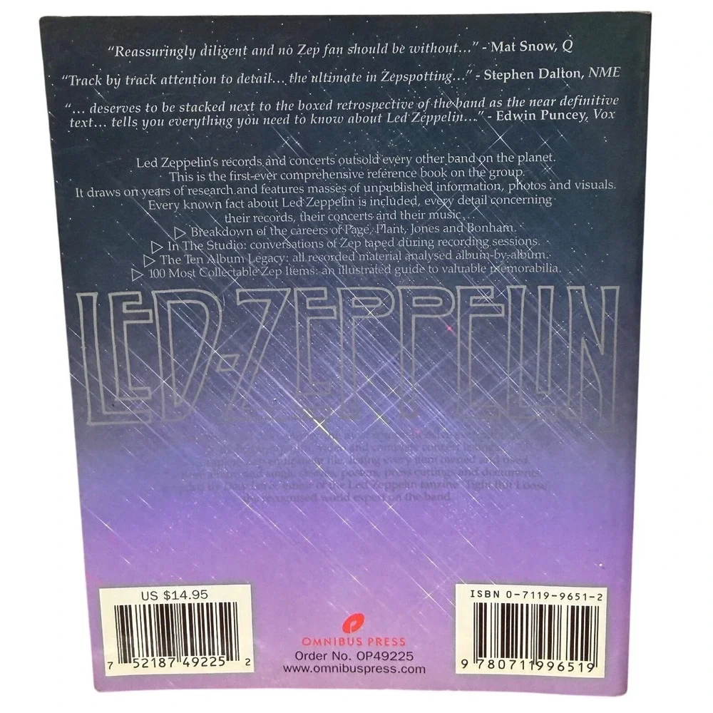 Led Zeppelin A Celebration Dave Lewis Omnibus Press 2003 Rock Music History Book